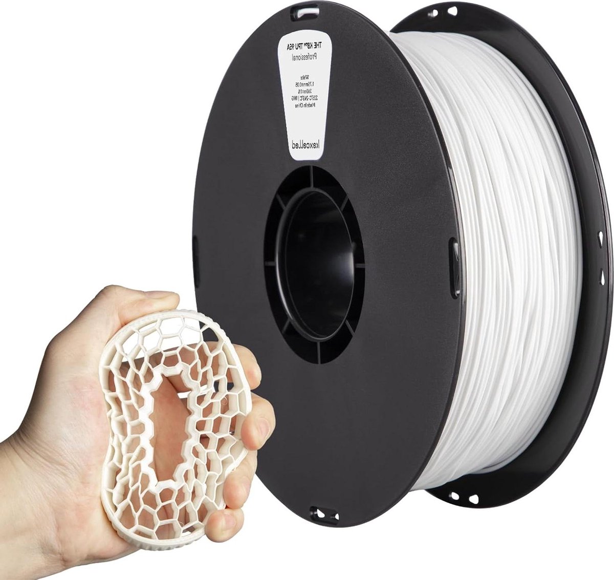 175mm TPU Filament Flexibel 3D Printer Shore 95A 1kg Spoel - Wit