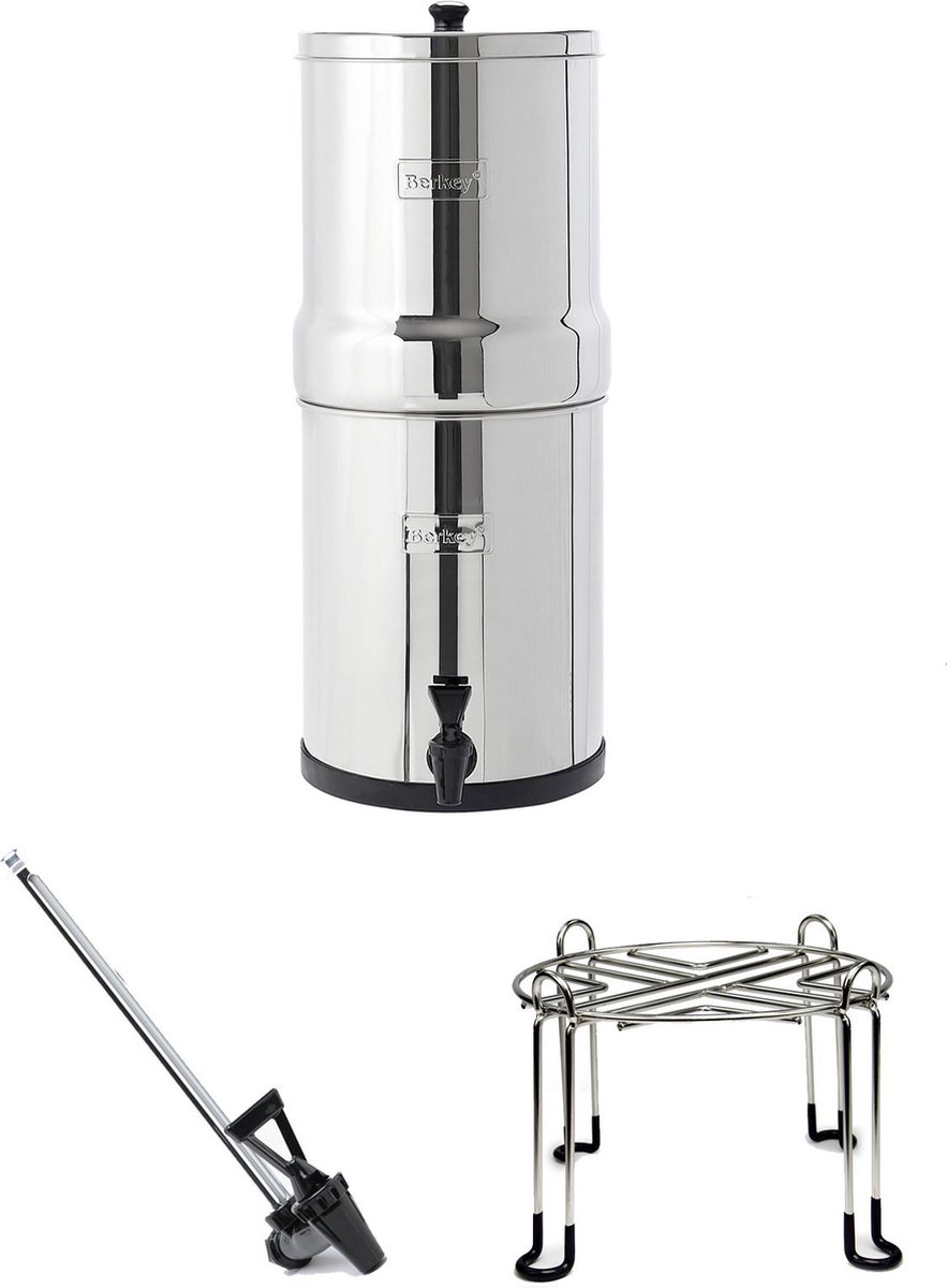Big Berkey set: Waterfilter 8,5L + Kijkglaskraantje + Standaard