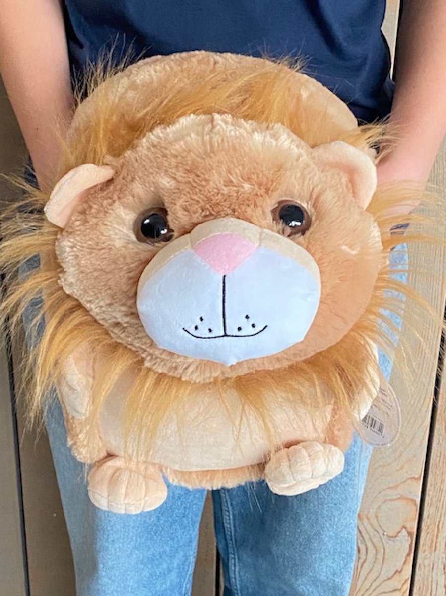 Cozy Time knuffelkussen handwarmer leeuw 35 cm - knuffel leeuw