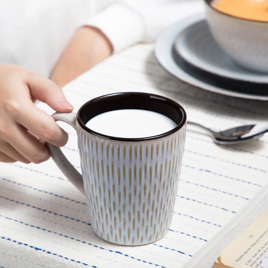 Roroa Luxe Tableware Set - Service de table pour 8 personnes - 32 pièces - Assiettes - Tasses - Soucoupe - Rond - Porcelaine - Services de table - Motif Grijs