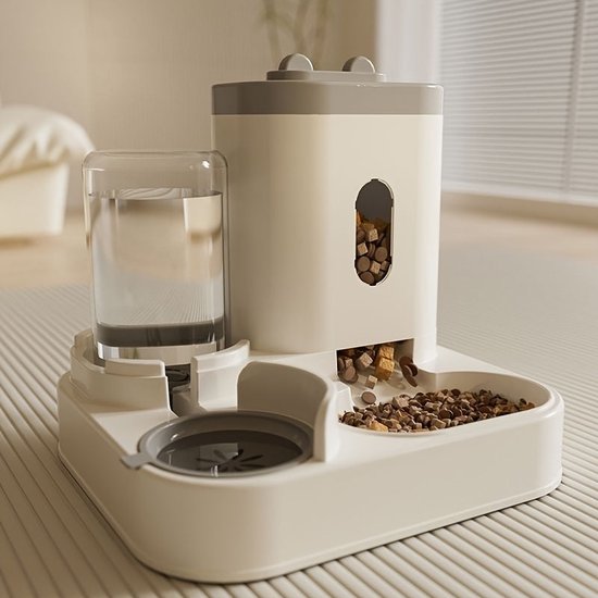 Huisdieren Automatische Voer en Waterbak 2 in 1 - Wit - Geschikt voor Honden en Katten - Automatische Voerbak - Automatische Waterbak - Huisdier Voerbak - Huisdier Waterbak
