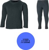 Heatkeeper - Pantalon/chemise Thermo enfants - Set - Taille 116/112 - Anthracite - 2 x pantalon/chemise