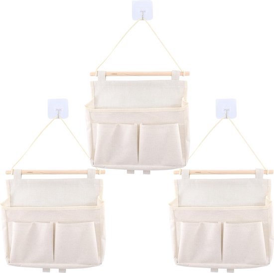 Hangende opbergmand Boven de deur hangende mand voor 3 dieren geweven katoenen touw Hangende opbergmand Boven de deur hangende mand voor 3 dieren geweven katoenen touw