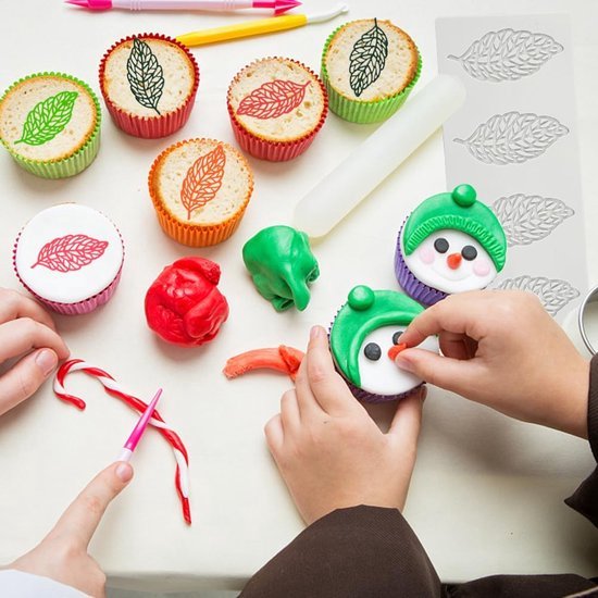 DHER Bladeren Siliconen Vorm Bladeren Fondant Siliconen Mallen Chocolade Cake Vorm Palm Blad Fondant Vorm Dessert Siliconen Vorm Gevouwen Blad Fondant Siliconen Vorm, Blad Chocolade Taart Decoreren
