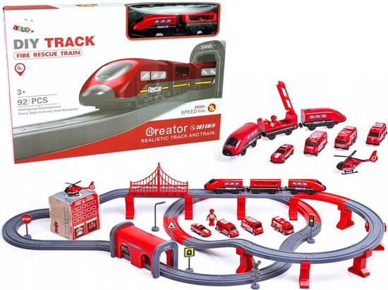 Elektrische Trein Set Kinderen 124 Stuks (36 Rails 1 Trein) - 3D