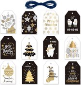 12x Cadeaulabels Kerst / Labels Kerstcadeau / Kerstlabels | Merry X-Mas Mix | incl. touw