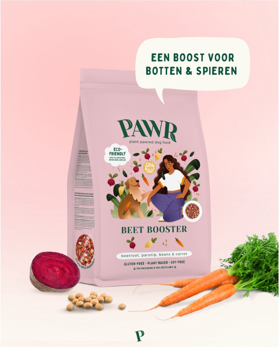 Pawr Pawr Plantaardig Beet Booster - Hondenvoer - Rode Biet Pastinaak Bonen 750 g Glutenvrij - Sojavrij