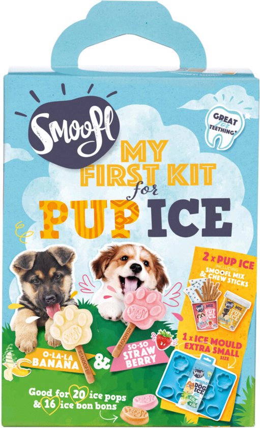Smoofl Starter Kit Voor Pup Ice - Hondensnacks - Aardbei Banaan 530 g Blauw Xs