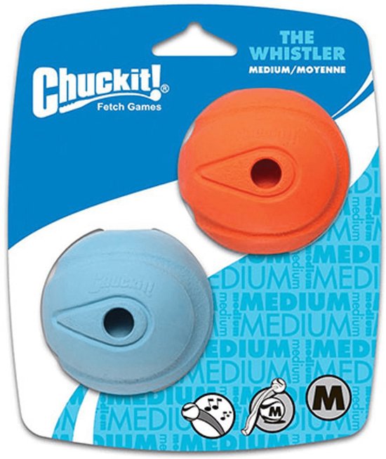 Chuckit! The Whistler - Hondenspeelgoed - Hondenbal - Duurzaam rubber - Medium - Ø6 cm - 2 Stuks