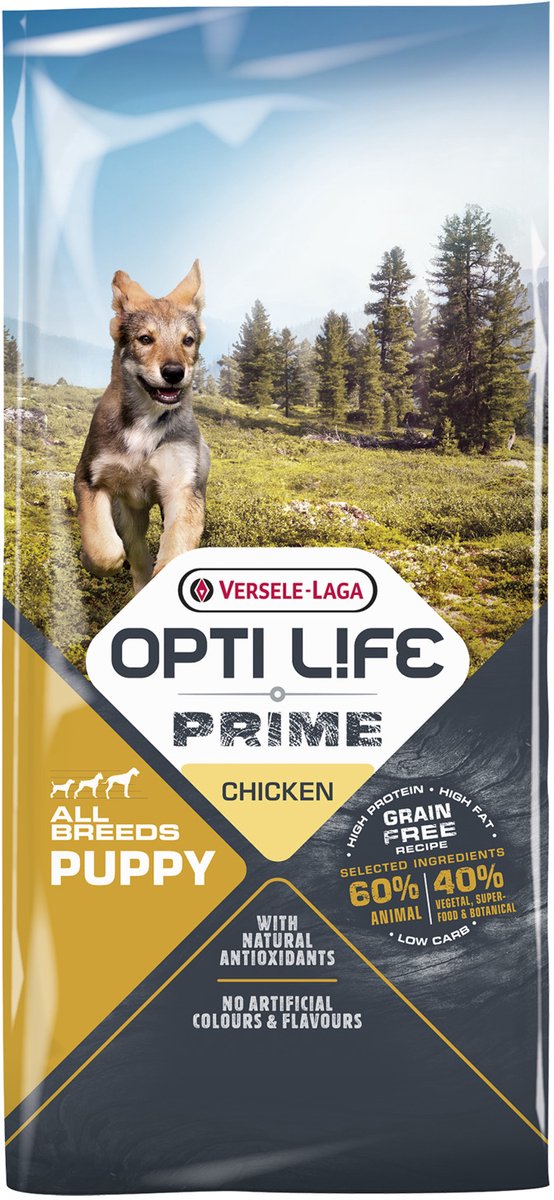 Opti Life Prime Puppy All Breeds Kip - Hondenvoer - 12.5 kg Graanvrij