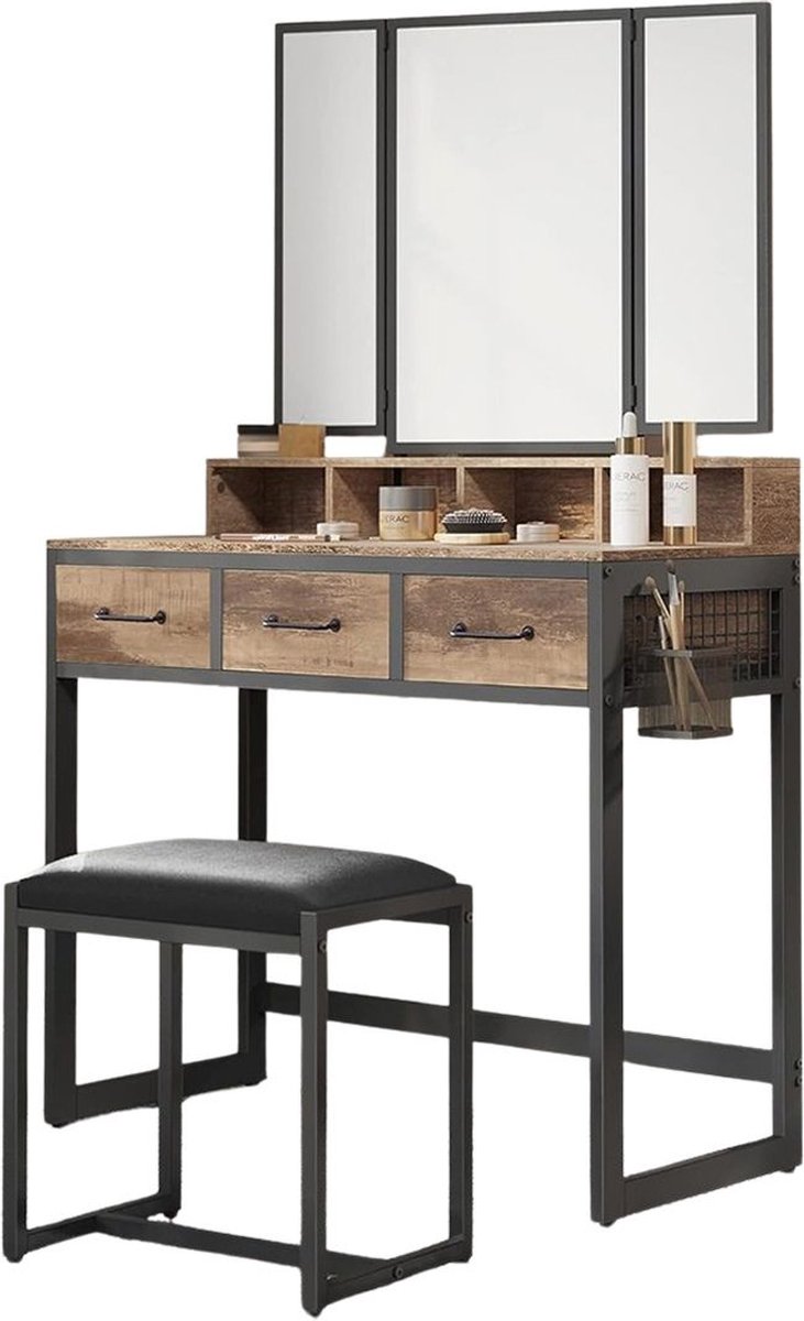 Make up Tafel - Kaptafel met Spiegel - Hout