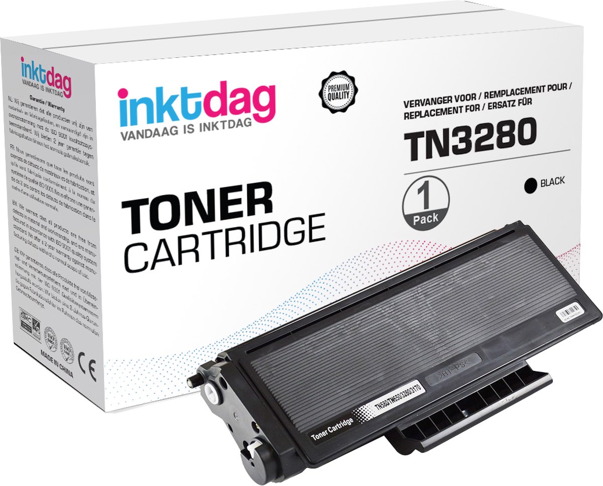 Inktdag huismerk compatibele toner cartridge voor Brother TN-3280, zwart toner cartridge, 1 stuk
