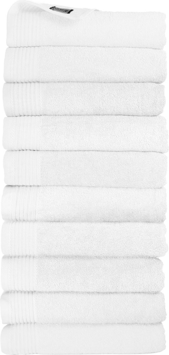The One Towelling Classic Handdoeken - 50 x 100 cm - 10 Stuks - Voordeelverpakking - Hotelkwaliteit - 100% Gekamd katoen - Wit