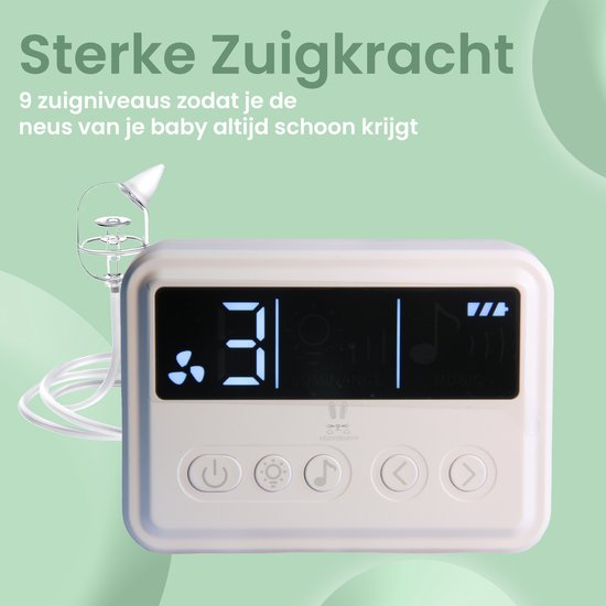 Hunnybunny® Elektrische Neusreiniger voor Baby’s met 3 Muziekjes en Licht - Neuspeer - Aspirator - Neuszuiger - 9 Zuigkrachten van Hunnybunny — afbeelding 2