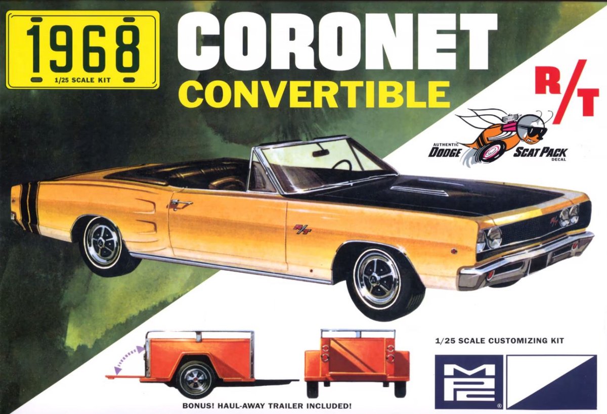 MPC 1:25 1968 Dodge Coronet Convertible w/Trailer bouwpakket