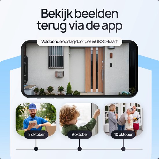 Sonnette vidéo intelligente sans fil Protectly® avec caméra - Sonnette sans fil - 2K Ultra HD - Geen abonnement - Incl. carillon sans fil - Incl. Carte SD de 64 Go