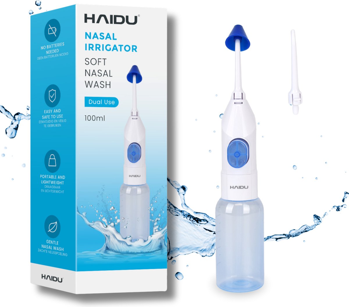 Goedkoopste HAIDU Neusdouche Essential – Neusreiniger – Neusspoeler – Waterflosser – 100ml Waterreservoir
