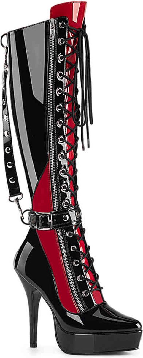 Devious - INDULGE-2028 Plateau Laarzen - US 10 - 40 Shoes - Zwart/Rood