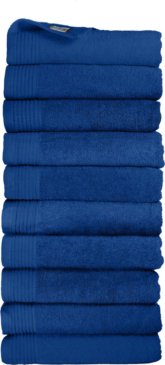 The One Towelling Classic Handdoeken - 50 x 100 cm - 10 Stuks - Voordeelverpakking - Hotelkwaliteit - 100% Gekamd katoen - Koningsblauw