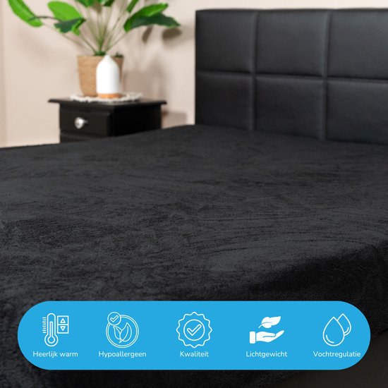 Drap-housse polaire Decoware® Teddy - 180x200 cm - noir