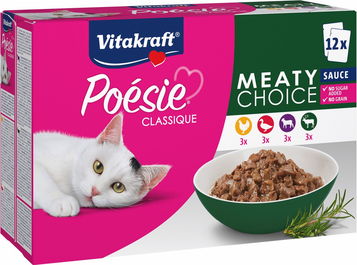 Vitakraft Poesie Classique - Multipack - Meaty Choice - Sauce - 12x85gr