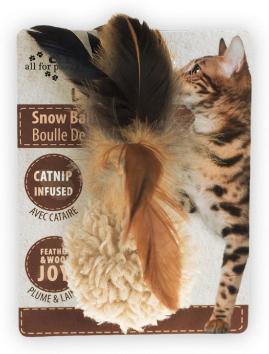All For Paws Snow Ball - Kattenspeelgoed - 5x5x3 cm Assorti Wit