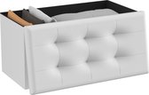 O'DADDY® Opbergbox - Zitbank Met Opbergruimte - Opbergbank - Opbergbak - Poef - Opbergdoos Met Deksel - Linnen & Katoen - Wit