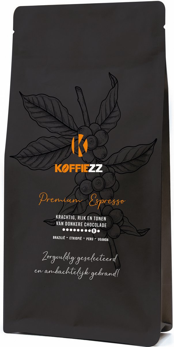 Premium Espresso Krachtig, Romig & donkere chocolade Zorgvuldig geselecteerd en ambachtelijk gebrand!
