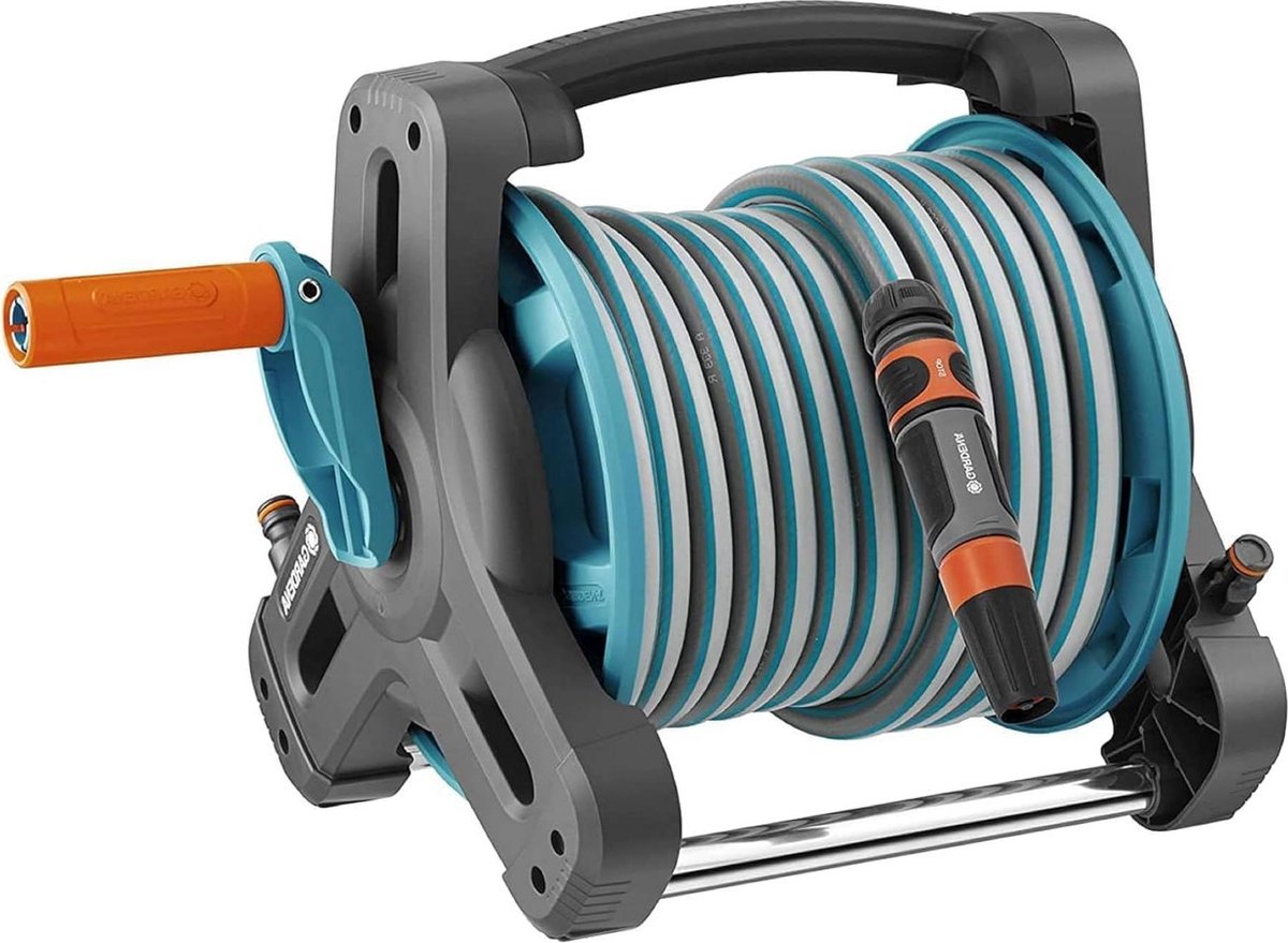 Tuinslangset - Classic slanghaspel 10 set - 10 m slang - hoge stabiliteit - adapter - tuinspuit - draaghandgreep - terrassen - Zwart Oranje Grijs Turkoois Tuinslang haspel