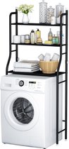 MeubelsvanJoep wasmachine ombouw rek zwart 157 x 67 x 25 cm - Wasmachine rek met opbergruimte zwart - Wasmachine rek bovenlader zwart - Wasmachine rek voorlader zwart - Toilet kast - Wc meubel - Wc kast