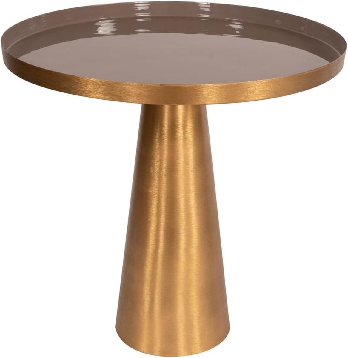 Goodivery ® Stijlvolle Ronde Bijzettafel Goudkleurig met Conische Basis voor Woonkamer en Slaapkamer