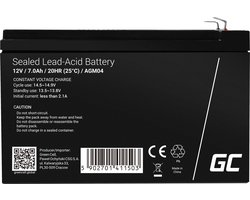 Green Cell 12V 7Ah (6.3mm) 7000mAh VRLA AGM accu