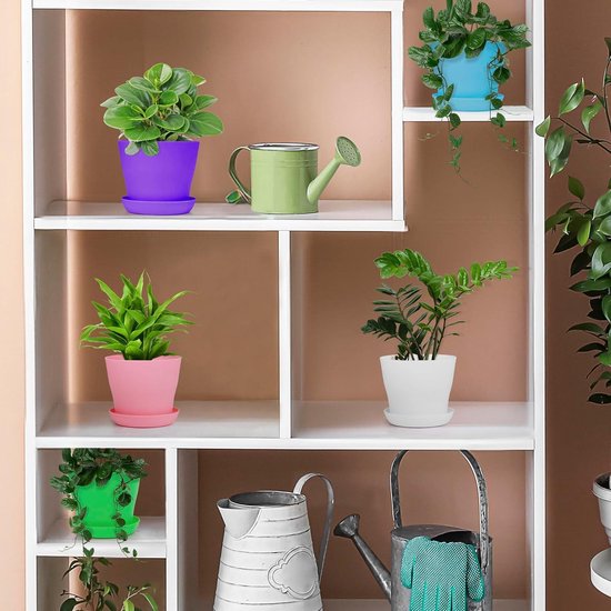 Pots De Fleurs Avec Soucoupe - Lot De 2 - 17.8cm - Drainage Intégré - Décoration