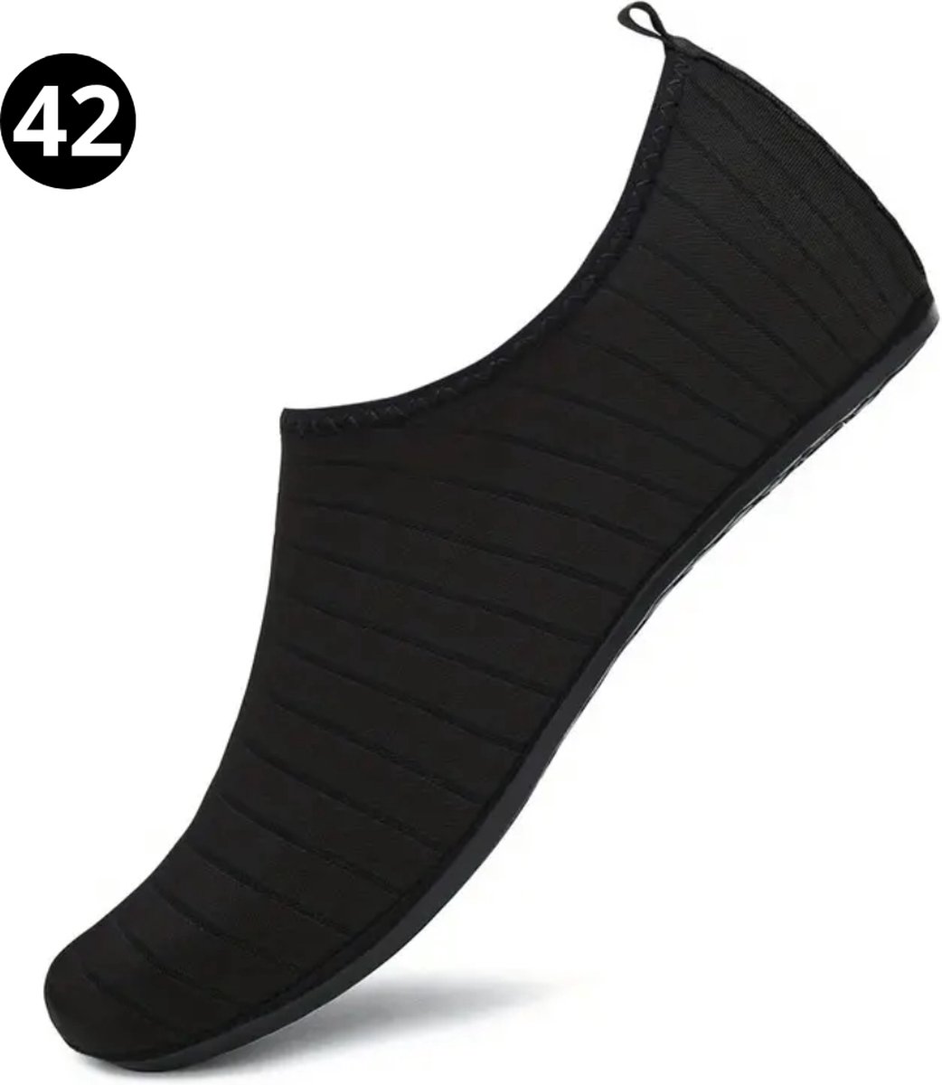 Nivard Waterschoenen Voor Kinderen & Volwassenen - Aqua Shoes - Aquaschoenen - Afzwemschoenen - Zwemles Schoenen - Zwart Gestreept - Maat 42