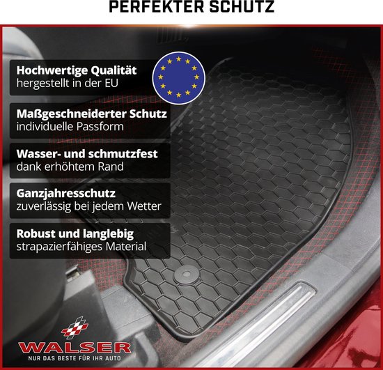 Zwarte Walser automat met honingraatprofiel beschermt tegen water en vuil.