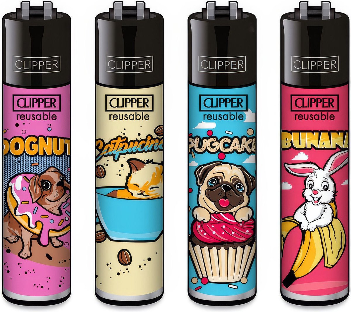Goedkoopste Clipper Classic Large Aanstekers Foody Animals (4 Stuks
