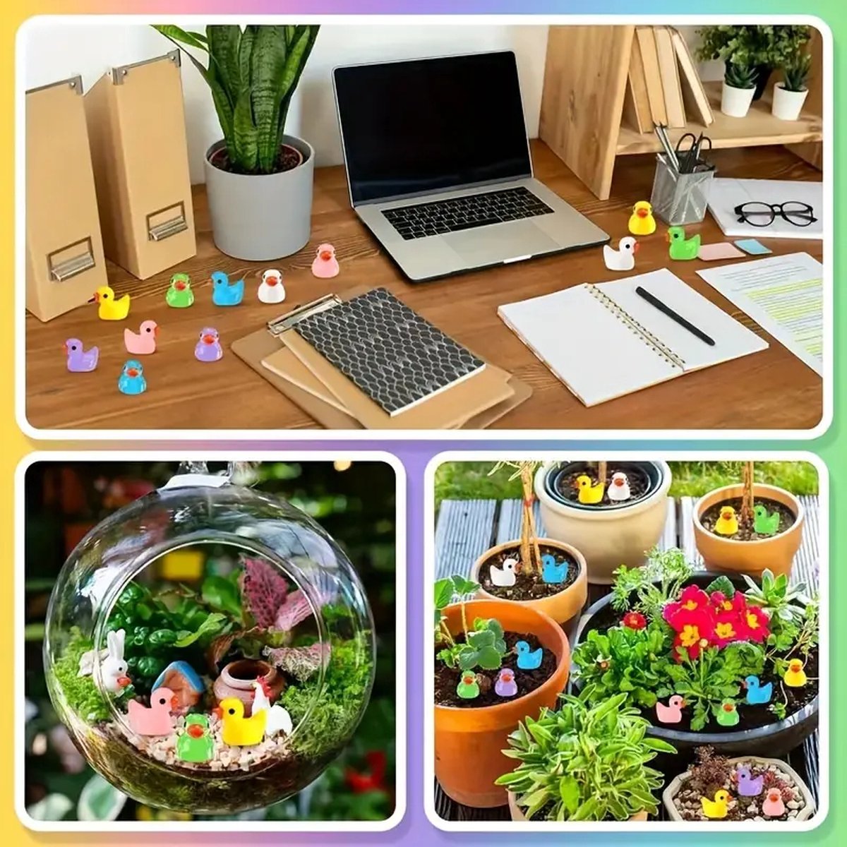 14 Stijlen Mini Hars Dieren Familie Kleine Hars Eendjes Figuurtjes Bulk voor Feeëntuin Bloempot Miniatuur Poppenhuis Accessoires