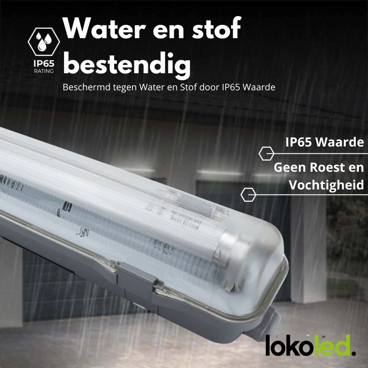 LED TL Armatuur T8 60cm IP65 Koppelbaar - LokoLED