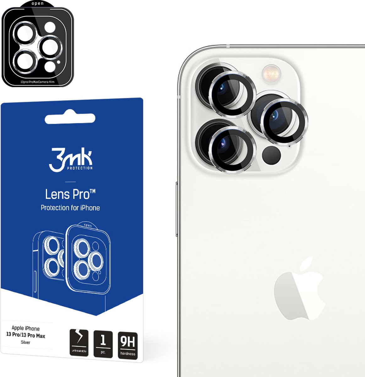 3mk lens bescherming voor iPhone 13 pro / 13 pro max zilver
