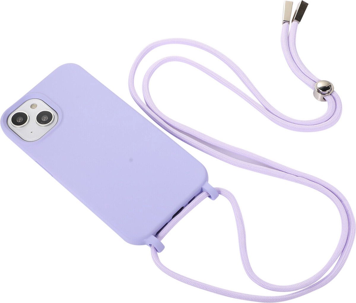 Case with cord - Suitable for iPhone 12 Pro Silicone case with cord - Back cover with cord - Cord Case - Purple