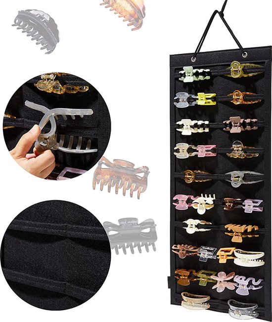 Foto: 1stuks zwart hangende haarklem organizer klauwklem organizers en opbergruimte voor vrouwen en meisjes haarklem houder voor aan de muur deur en kast geen accessoires inbegrepen 