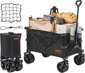 Bol.com Opvouwbare strandwielen - 220 liter zware vouwwagen - max. 150 kg - bekerhouders - sportwagen - kamperen - winkelen - tu... aanbieding