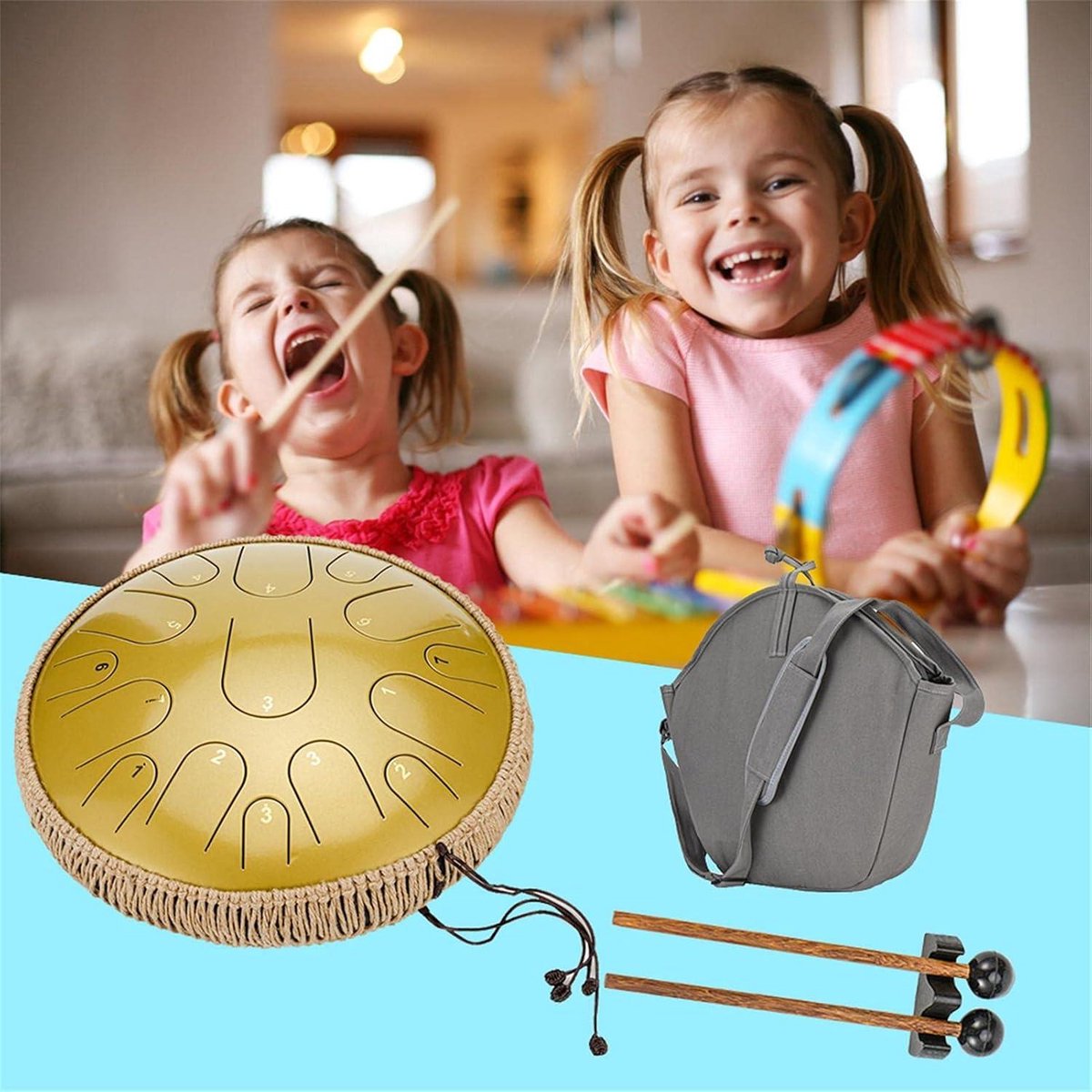 Life 14 Stalen Tongdrum 15 Noten, D-Major, Golden