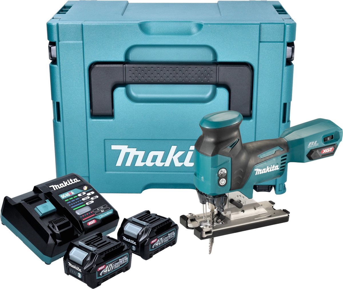 Makita JV 001 GD201 Accu-decoupeerzaag 40 V max. 135 mm borstelloos + 2x accu 2,5 Ah + lader + Makpac