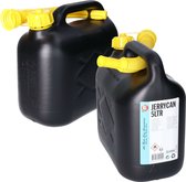 All Ride Jerrycan - 2x stuks - benzinetank - 5 liter - zwart - Brandstof jerrycans