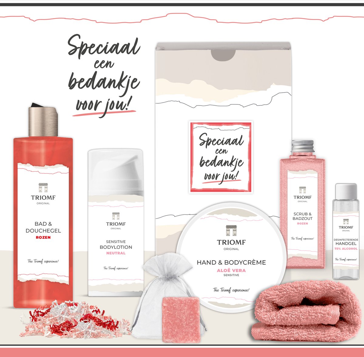 Goedkoopste Geschenkset “Speciaal een bedankje voor Jou!” - 7 producten - 850 gram | Triomf Original - Giftset voor haar - Bedankt Cadeau Pakket - Geschenk Luxe wellness cadeaubox - Cadeaupakket Vrouw - Gift Set Goede hulp Collega Zorgwerker Vrijwilliger - Roze