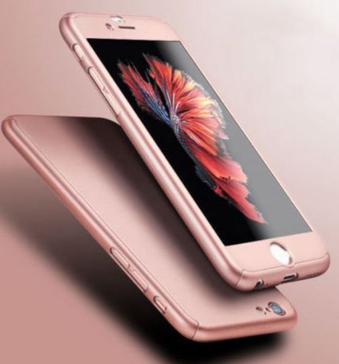 360 bescherming harde hoes + gehard glas voor iPhone 8 Plus Roze