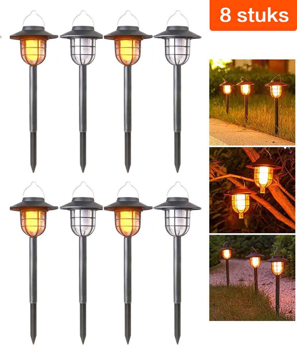 Tuinlicht Grondlicht Op Zonne-energie (8 stuks)-Zonne-tuinverlichting-Tuinlicht-Tuinlicht Op Zonne-energie-Warm Wit -Grondspots-LED Spot -Licht In De Grond Of Hang In Bomen -8-10 Uur Buitenverlichting-IP65 Waterdicht