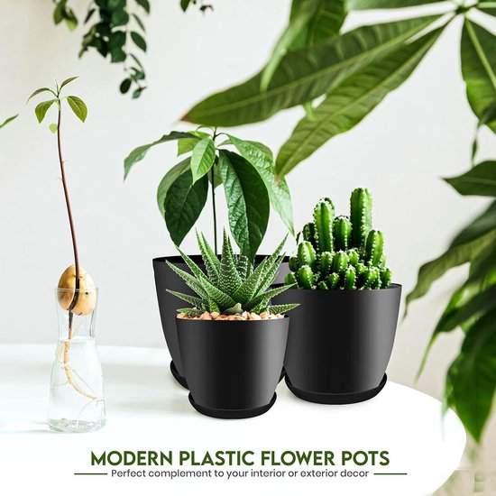 ARTKETTY Vetplanten potten - 18,5 cm grote bonsaipot met drainagebak, ondiepe vetplanten voor kamerplanten, decoratieve bloem cactus plantenbak