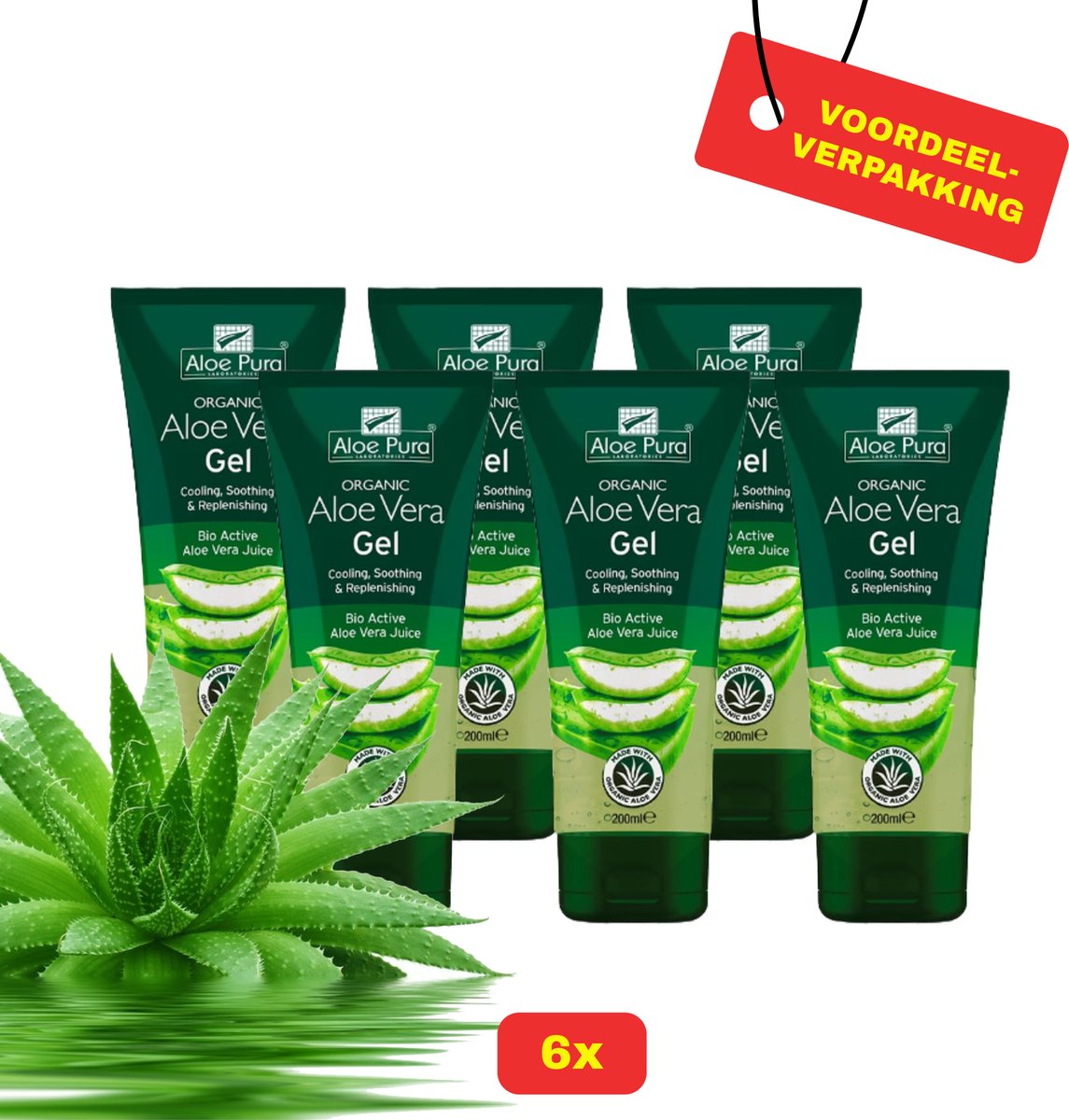 Goedkoopste 6 x Aloe Pura Aloe Vera Gel 6 X 200ml - Voordeelverpakking